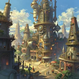 a retrofuturistic steampubk city by thomas kinkade, moebius and makoto shinkai, highly detailed, cinematic composition, trending on artstation
