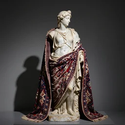 “Apollo sculpture with a Persian carpet wrapped around it, 4k photo, great light and shadows, Sony 175mm”
