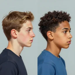 a side by side comparison portrait of a typical millennial and a typical gen z at 2 1 years old, in the style of an original beeple digital art painting