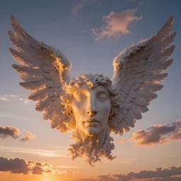 sunset clouds in shape of a gigantic angel face