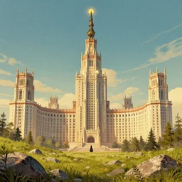 the single wizard's magical tall tower, rocky grass field, grand landscape building art by donato giancola and greg rutkowski, vintage retro, digital art, trending on artstation, symmetry!!, epic composition