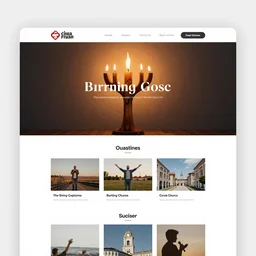 modern burning bush themed website for a church, home page screenshot, professional web designer