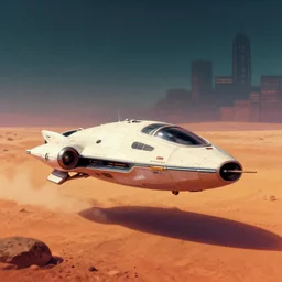 a beautiful sharp focus vintage vaporwave ombre rendering, outrun style, of a futuristic spacecraft on the surface of mars. trending on artstation. recommended for you behance. by edward hopper. by chris moore. beeple colors. ambient occlusion. digital matte painting. metropolis filmic. gotham city. overcast.