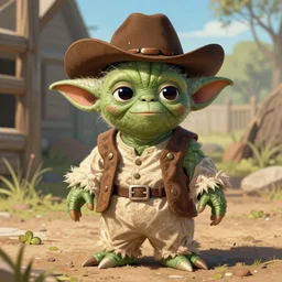 yoda as a cowboy, artwork by Daniel Merriam,