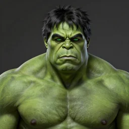 portrait of morbidly obese hulk, black hair, green eyes, elegant, real life skin, intricate artwork, high detailed, artstation, concept art, smooth, sharp focus, art by artgerm and greg rutkowski @ ruprechy