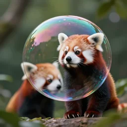 ( soap bubble ) ( ( ( ( red panda ) ) ) ), ( soap bubble ) reminiscent of ( ( ( ( red panda ) ) ) ), digital art, realistic, octane render, professional, high quality, dof, bokeh