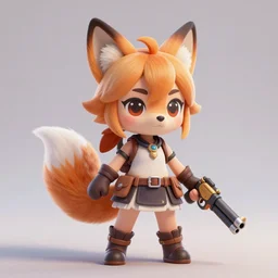 female furry mini cute style, highly detailed, rendered, ray - tracing, cgi animated, 3 d demo reel avatar, style of maple story, maple story gun girl, fox from league of legends chibi, soft shade, soft lighting