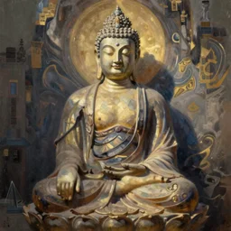 the oil painting of Buddha by Zeng Hao