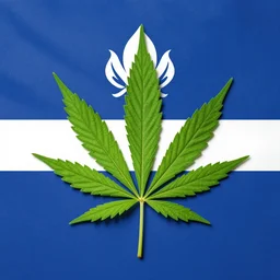 quebec flag with cannabis leaf instead of lys
