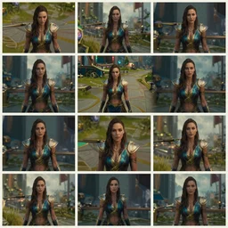 action shoots of gal gadot portraying Kaisa in League of legends movie, multiple angles, cinematic, imax, 4K