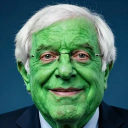 bernie sanders face made of the jolly green giant, closeup detailed