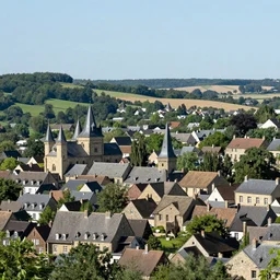 realistic photo of a town, settlement, buildings, detailed scenery, middle ages time period