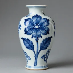A modern flower, style of Chinese Vase, Portuguese Blue and White Painted Tile Art
