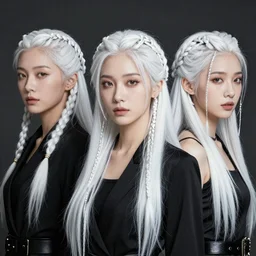 triple H with long white hair and intricate side braids