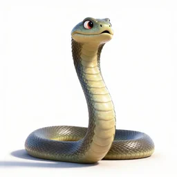 giant snake, stylized pixar-style 3d render, full body, isolated on a pure white background, centered, entire subject in frame, sharp focus, soft studio lighting