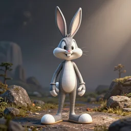 bugs bunny 3d object raytraced with gidlines