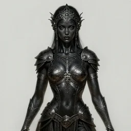 full portrait of a warrior queen, black metal shiny skin. intricate, elegant, highly detailed, centered, digital painting, artstation, concept art, smooth, sharp focus, illustration, artgerm, tomasz alen kopera, peter mohrbacher, donato giancola, joseph christian leyendecker, wlop, frank frazetta