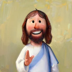 jesus as a little happy anime girl, painting by warner sallman,