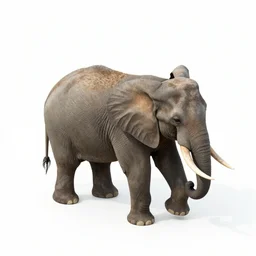 A sectional view of an elephant, isometric view, white background, photography, stock photo