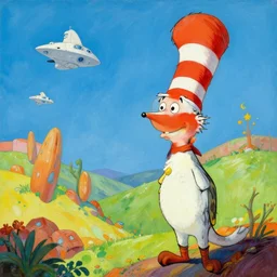 Felucia landscape in the style of Dr. Seuss, starships, painting by Ralph McQuarrie