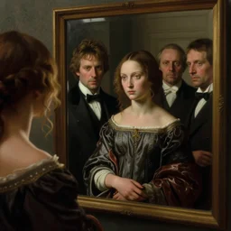 man and woman, in the void, by the mirror, station edward hopper and james gillard, zdislav beksinski, high detail alex colville, otto mueller, stephen conroy, sandro botticelli, andrew newell wyeth, daniel meidman jussi picho, octane rendering