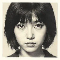 risograph grainy painting of utena - like hero girl protagonist face, dull colors, with short hair, chiaroscuro, by moebius and dirk dzimirsky and satisho kon, velvet, close - up wide portrait, hyperrealistic