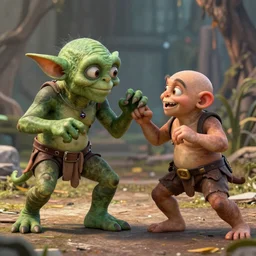 sminem with gollum face fighting Bogdanoff brothers
