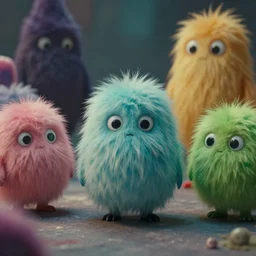 film still from mad god by phil tibbett with cute fuzzy creatures with googly 👀
