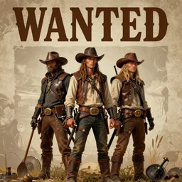 solarpunk steampunk spaghetti western wanted poster, header wanted the RANDEL BROTHERS dead or alive, medieval  trending on artgerm