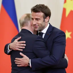 emmanuel macron hugging vladimir putin
