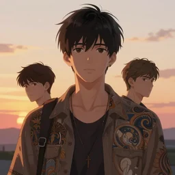 anime boy, sunset backdrop, art by mappa and ilya kuvshinov, portrait, intricate, highly detailed, digital painting, digital art, soft lighting, trending on pixiv fanbox, trending on artstation, concept art, sharp focus, illustration art by artgerm and greg rutkowski and alphonse mucha, wlop, unreal engine, 4 k