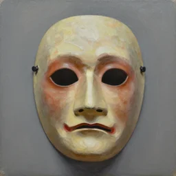 oil painting of an old creepy mask