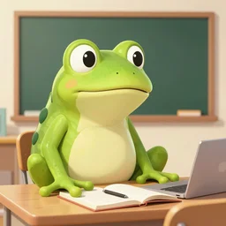 anthropomorphic frog as a teacher