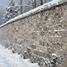 a highly detailed, realistic oil painting of the Walls from Attack on Titan in Winter, snow, intricate, 8k highly professionally detailed, HDR