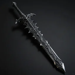 demonic greatsword, engravings, dark aura, black steel, intricate, high detail, concept art, masterpiece