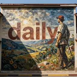 a socialist realist mural that only says daily!!!!!!!!