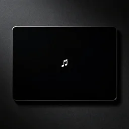 fully black screen with a tiny musical note in the center, simple digital art, AMOLED