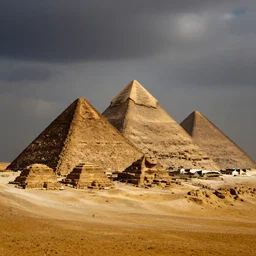 The Pyramids of Giza in a waterlogged marsh