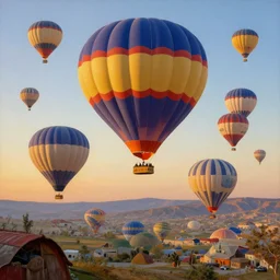 beautiful painting of turkish hot air balloons