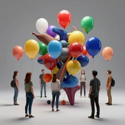a group of people made out of balloons, an abstract sculpture by Jeff Koons, featured on zbrush central, gutai group, rendered in cinema4d, rendered in maya, biomorphic