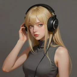 misa amane wearing headphones, sleeveless turtleneck, digital painting, by valerian city of a thousand planets, by ruan jin #, by mandy jurgens #, by artgerm #, william - adolphe bouguerea #