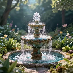 organic spring fountain garden bokeh sparkles alena aenami rossdraws ferdinand knab oceanic underwater aura
