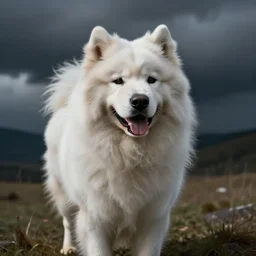 very old and wise samoyed dog, artwork by raphael lacoste, epic, cute