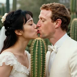 mark zuckerberg kissing a cactus, perfect masculine beauty, beautiful face, bridal photography portrait victorian era y tooth wu and wlop and beeple and greg rutkowski wolfgang lettl, hints of yayoi kasuma, octane render, 8 k artstation, trending on artstation, detailed, photorealism, 4 k