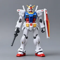 a crochet gundam mecha, realistic, no cropping, full body, Sigma 50 mm f/1.4