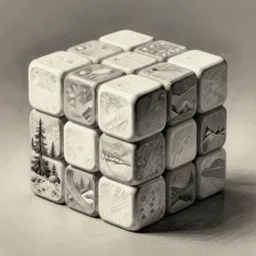 Magic cube, pencil sketch, concept art