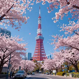 cherry blossoms in cyberpunk Tokyo, digital art, artstation, 8k