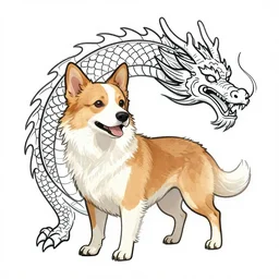 dog fused with dragon, 4k, digital drawing, high quality