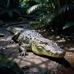a photo of a giant mutant cupcake crocodile in its natural habitat, kodak ektachrome e 1 0 0 photography