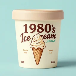 an illustrated hand - lettered packaging design for an 1 9 8 0's ice cream brand